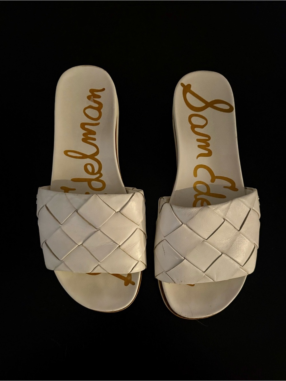 Sam Edelman Cream Woven Slide Sandals